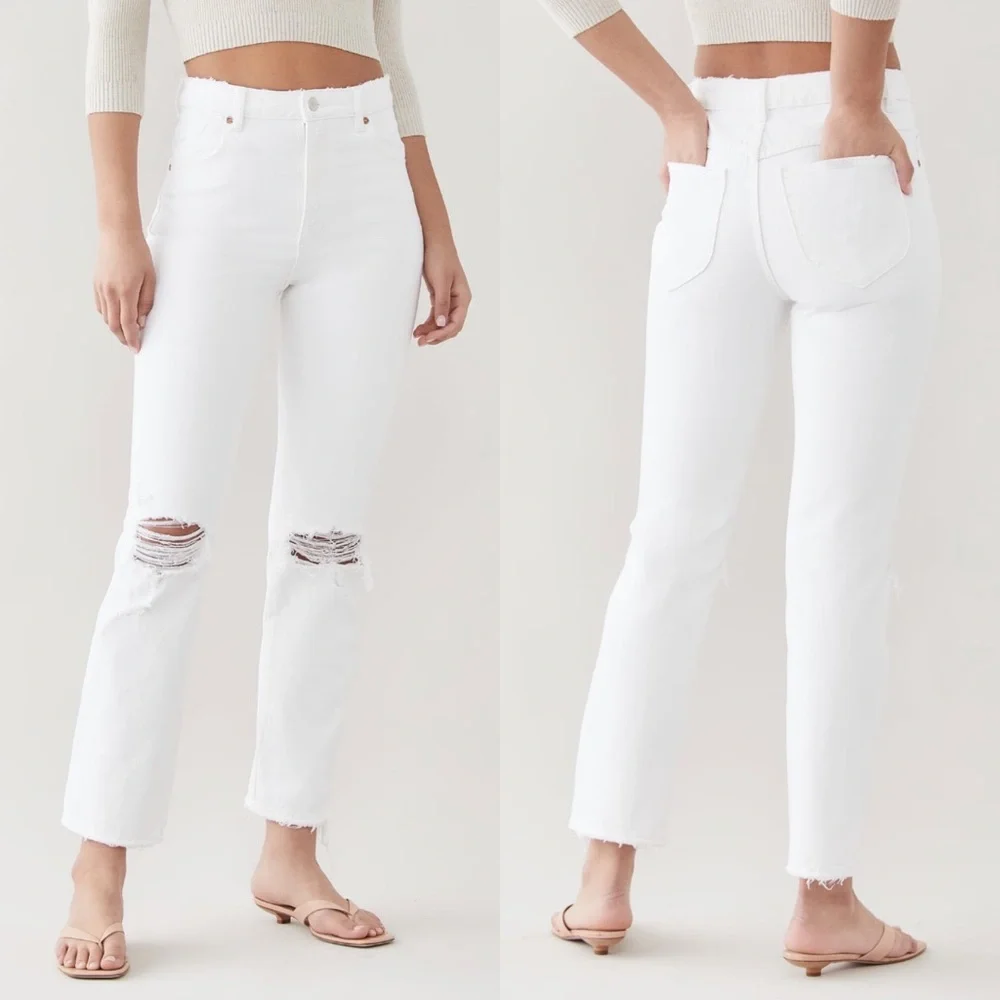 NEW Rolla’s Original Straight Distressed Jeans Layla White